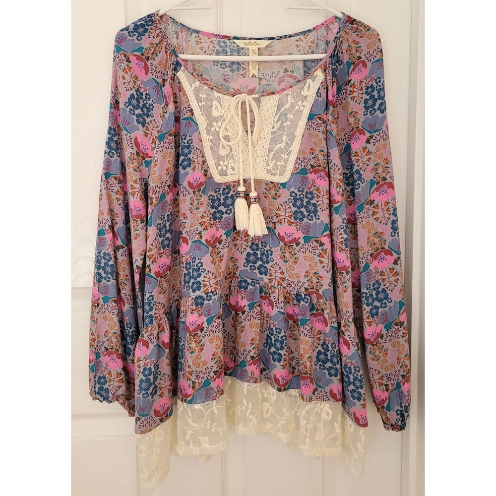 Matilda Jane Boho Floral Lace Blouse Top Medium